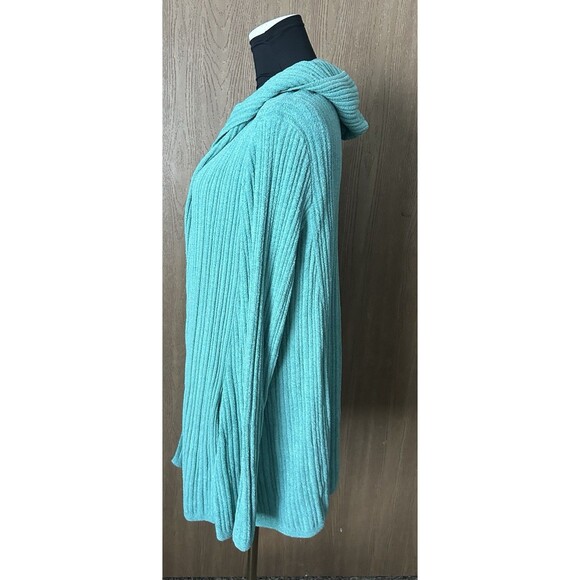 Barefoot Dreams Cozy Chic Ultra Lite Ribbed Hooded Cardigan Sweater Turquoise 1X - Picture 8 of 10